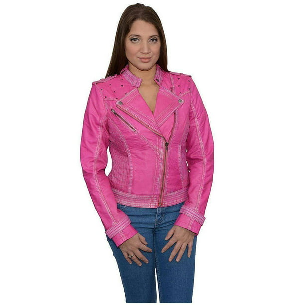 Milwaukee Leather Womens Striped Jacket Black/Pink, 3X-Large 